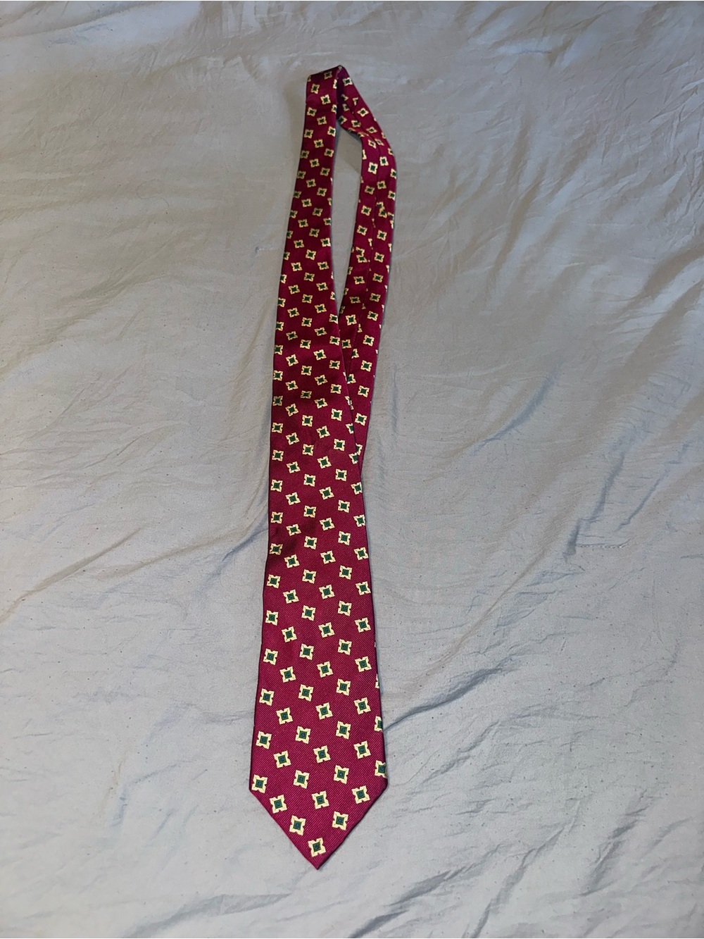 Polo by Ralph Lauren Burgundy Tie with Yellow Geometric Motif